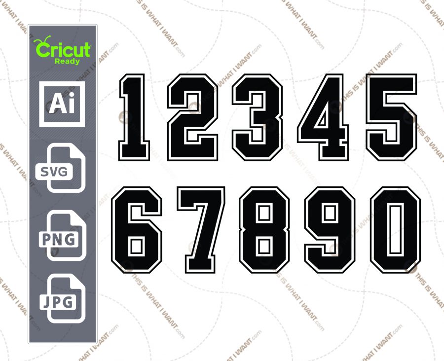 Download Hi Quality Jersey Numbers - Vector Design Silhouette - Cricut ready - Files Bundle | SVG, JPG ...