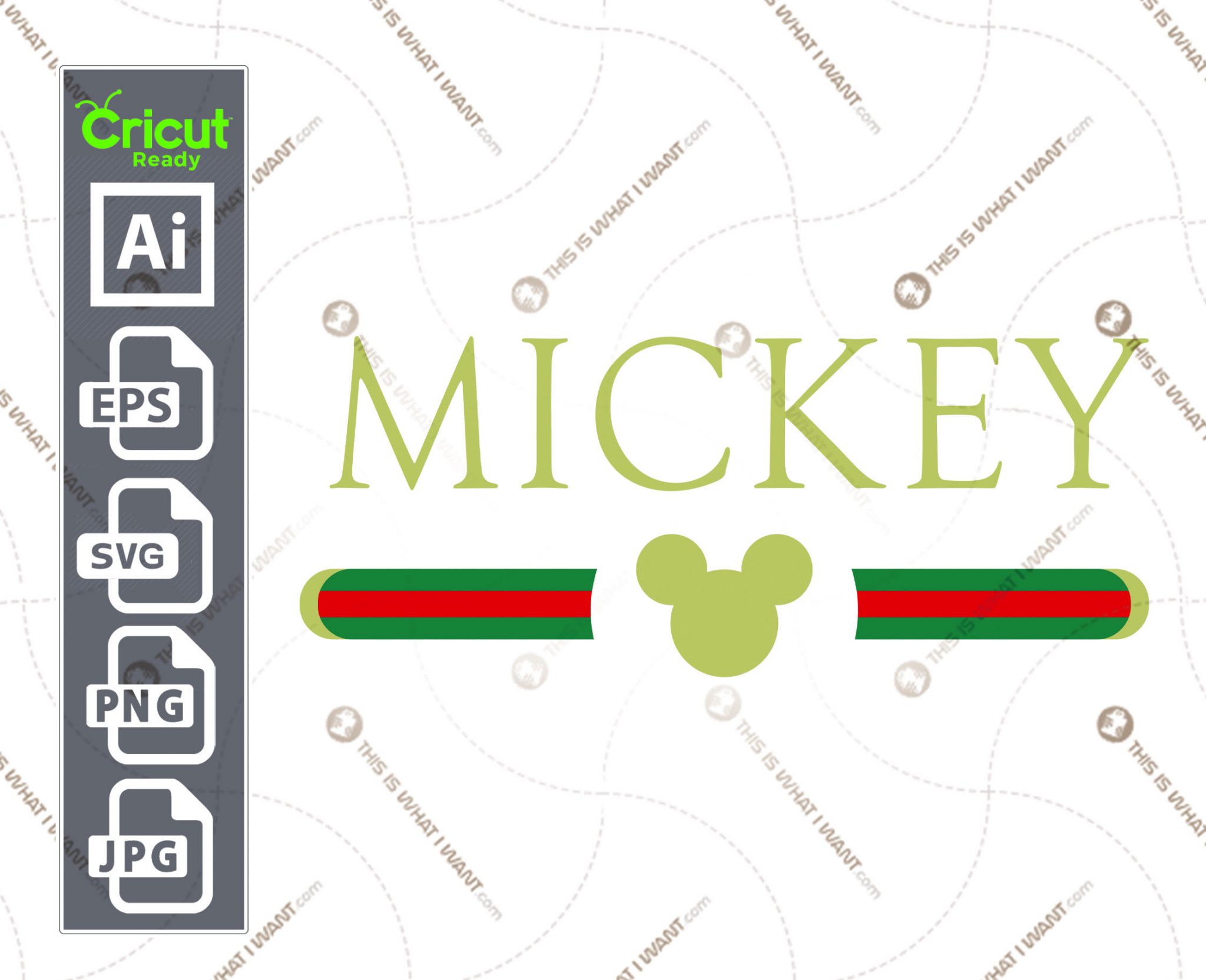 Gucci Inspired printable graphic art Mickey Mouse with Solid logo