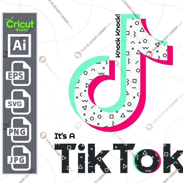 Tiktok Inspired printable graphic art shapes pattern - vector art design hi quality - Jpg, SVG, AI, PNG, Eps - Cricut Ready