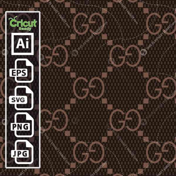 Gucci Inspired printable graphic art brown monogram pattern - vector art design hi quality- Ai, SVG, JPG, PNG, Eps - Cricut Ready