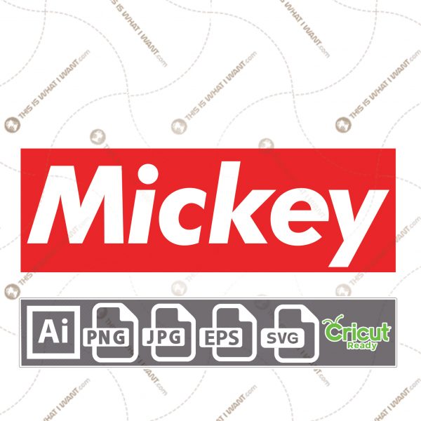 Supreme and Disney Inspired printable logo art with Mickey Text - Vector Art Design Hi Quality- Ai, SVG, JPG, PNG, Eps - Cricut Ready