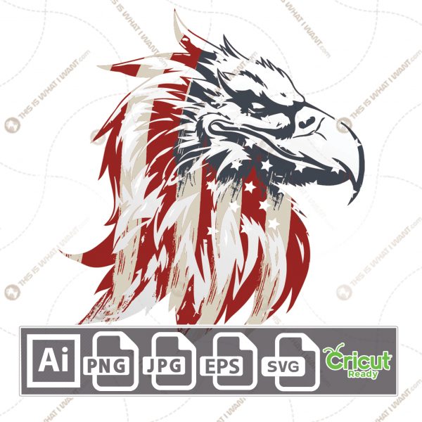 U.S. flag in eagle head pattern - vector art design hi quality- Ai, SVG, JPG, PNG
