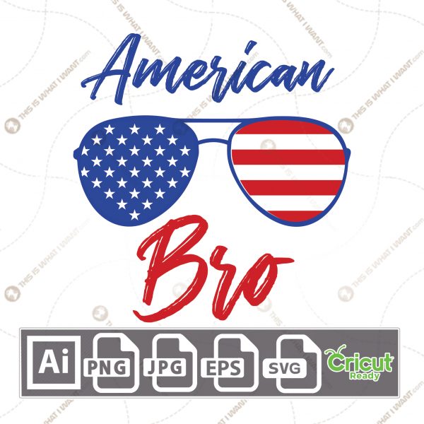 U.S. flag with American Bro text pattern - vector art design hi quality- Ai, SVG, JPG, PNG
