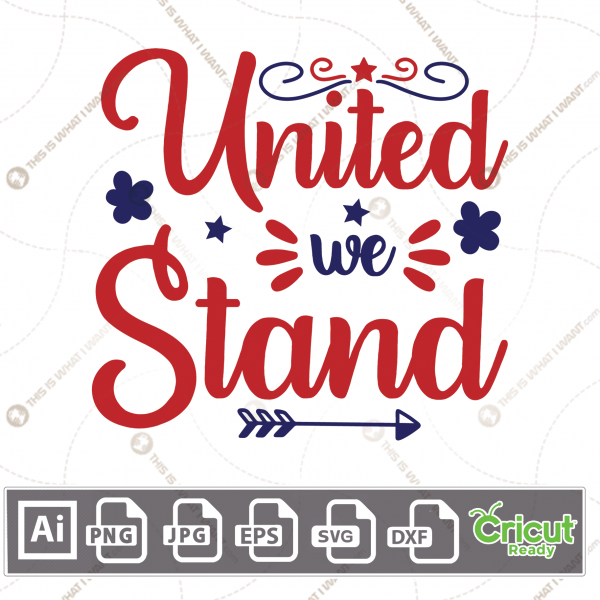 United We Stand Blue Stars & Arrow and Decorative Elements, Print n Cut Vector Files Bundle - Ai, Svg, Jpg, Png, Eps, Dxf - Cricut Ready