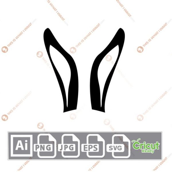 Slightly Bended Bunny Ears - Print n Cut Hi-Quality Vector Bundle - Ai, Svg, Jpg, Png, Eps - Cricut Ready
