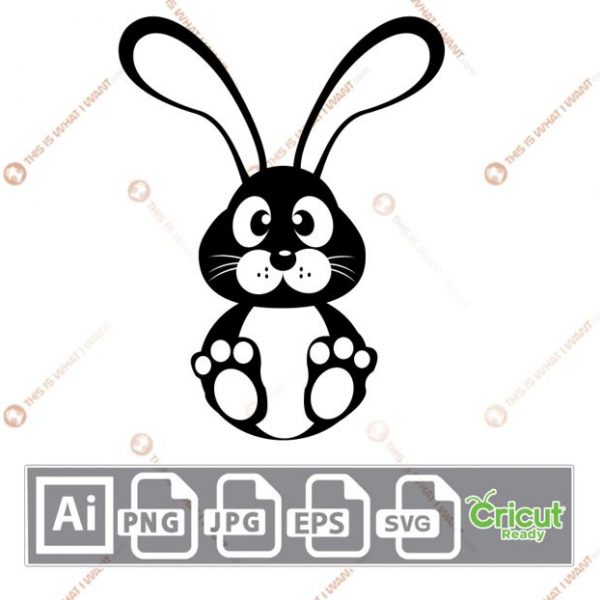 Easter Bunny with Long Ears - Print n Cut Hi-Quality Vector Bundle - Ai, Svg, Jpg, Png, Eps - Cricut Ready