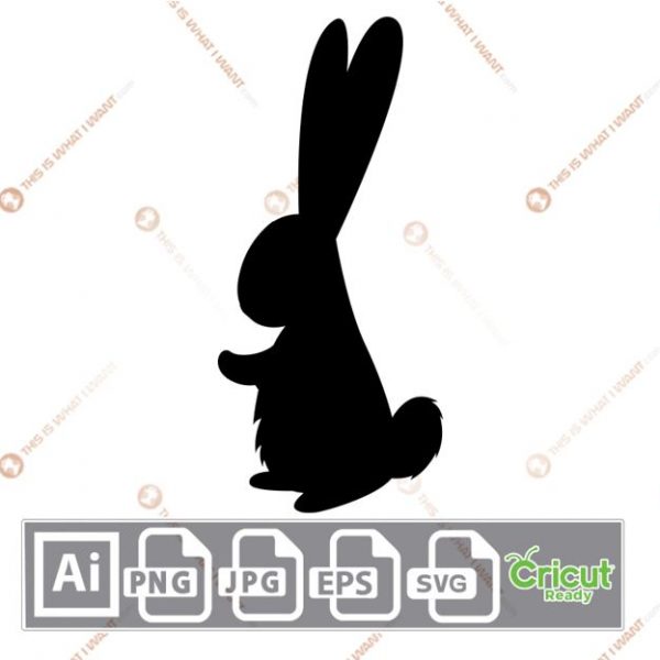 Fully Shaded Easter Bunny in Side View - Print n Cut Hi-Quality Vector Bundle - Ai, Svg, Jpg, Png, Eps - Cricut Ready