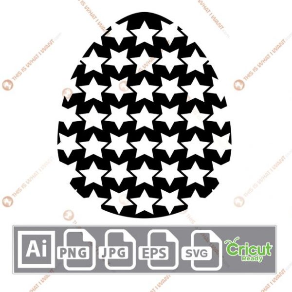 Easter Egg in Multiple Stars Design - Print n Cut Hi-Quality Vector Bundle - Ai, Svg, Jpg, Png, Eps - Cricut Ready