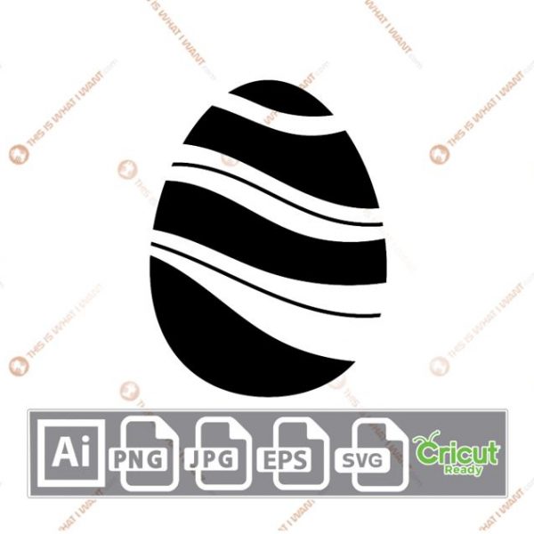 Easter Egg in Thick & Thin Lines Design - Print n Cut Hi-Quality Vector Bundle - Ai, Svg, Jpg, Png, Eps - Cricut Ready