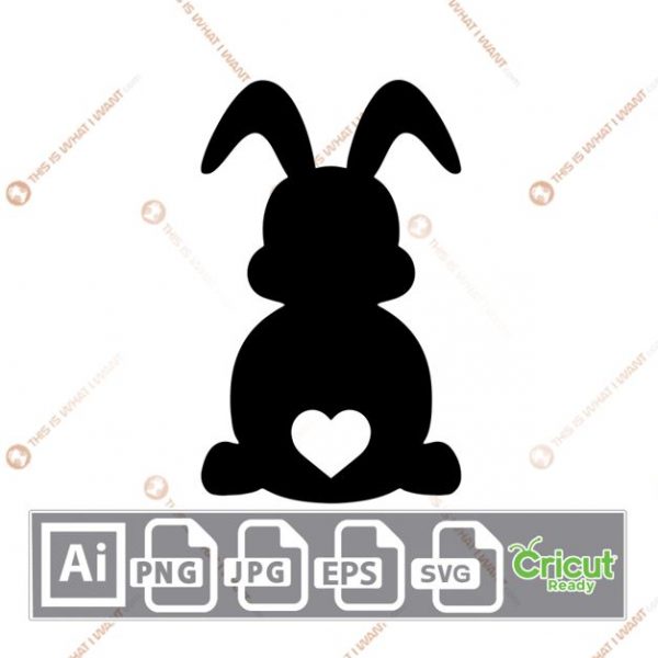 Easter Bunny with Heart-shaped Tail - Print n Cut Hi-Quality Vector Bundle - Ai, Svg, Jpg, Png, Eps - Cricut Ready