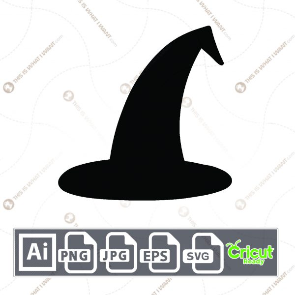 All Black Witch Hat Design for Halloween - Print n Cut Hi-Quality Vector Bundle - Ai, Svg, Jpg, Png, Eps - Cricut Ready