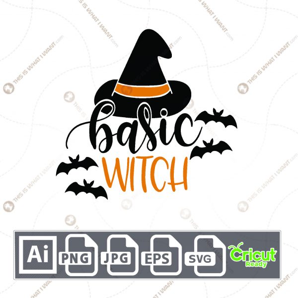 Basic Witch Design for Halloween - Print n Cut Hi-Quality Vector Bundle - Ai, Svg, Jpg, Png, Eps - Cricut Ready