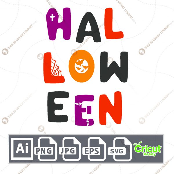 Assorted Color Halloween Design for Halloween - Print n Cut Hi-Quality Vector Bundle - Ai, Svg, Jpg, Png, Eps - Cricut Ready