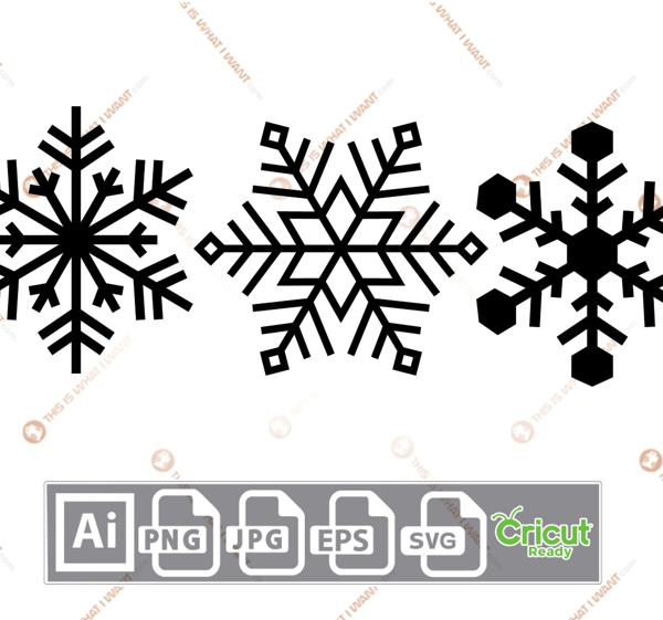 Snowflakes Bundle Design - Print n Cut Hi-Quality Vector Bundle - Ai, Svg, Jpg, Png, Eps - Cricut Ready