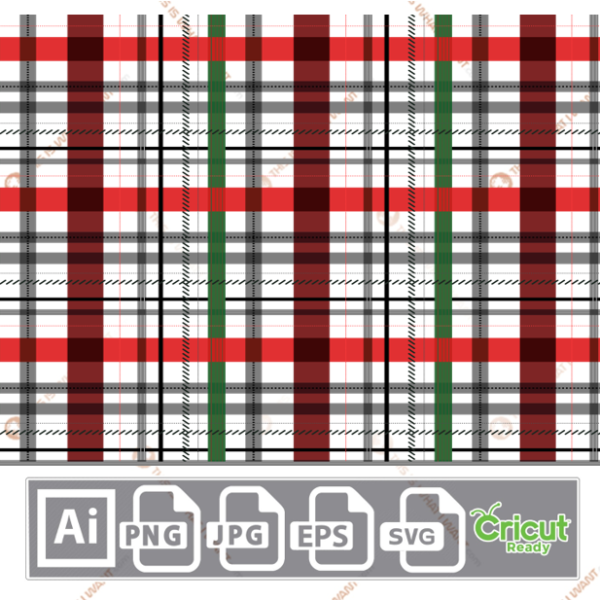 Red Plaid Pattern Design - Print n Cut Hi-Quality Vector Bundle - Ai, Svg, Jpg, Png, Eps - Cricut Ready