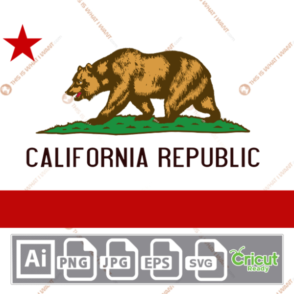 California Republic Pattern Design - Print n Cut Hi-Quality Vector Bundle - Ai, Svg, Jpg, Png, Eps - Cricut Ready