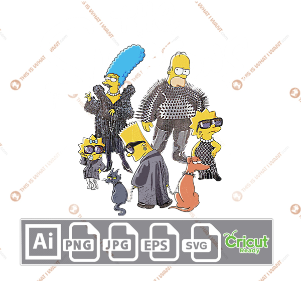 Balenciaga The Simpsons Vector Design - Print and Cut Hi-Quality Vector Files Bundle - Ai, Svg, JPG, PNG, Eps, Cricut Ready