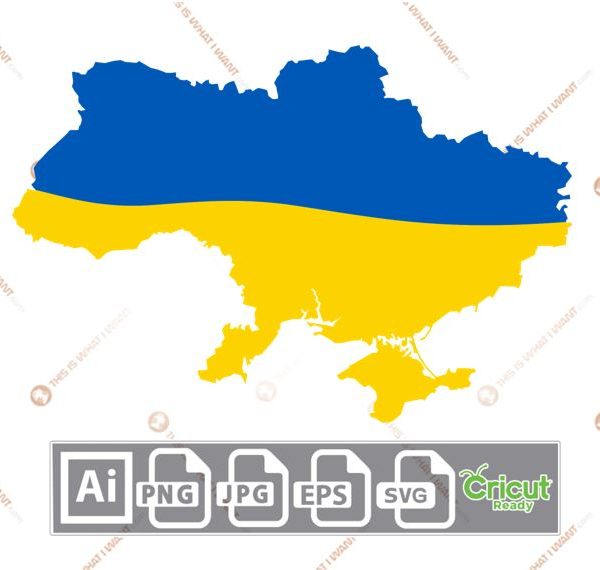 Map of Ukraine - Print and Cut Hi-Quality Vector Format Files Bundle - Ai, Svg, JPG, PNG, Eps - Cricut Ready