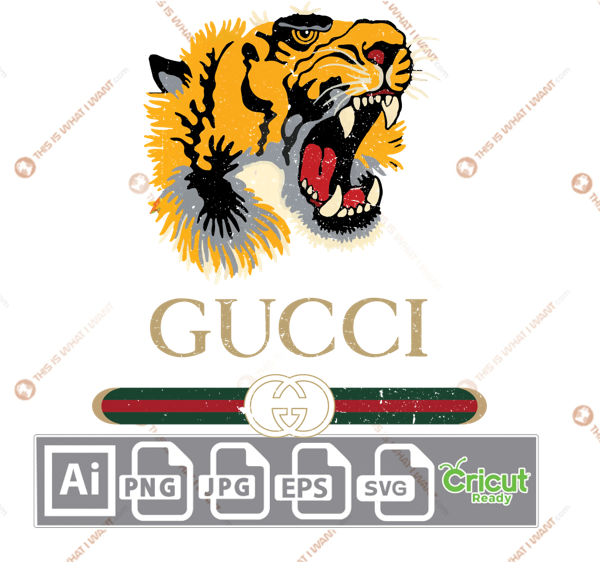 Gucci Inspired printable logo + Tiger vector Vintage Style art design hi quality