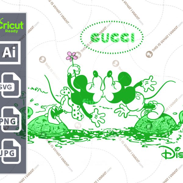 Special Edition - Gucci and Disney Inspired printable graphic art Mickey and Minnie Kissing - vector art design hi quality