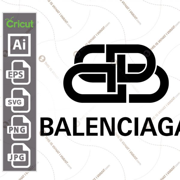 Balenciaga Inspired printable graphic art logo icon plus text Black - vector art design hi quality - Jpg, SVG, AI, PNG, Eps - Cricut Ready