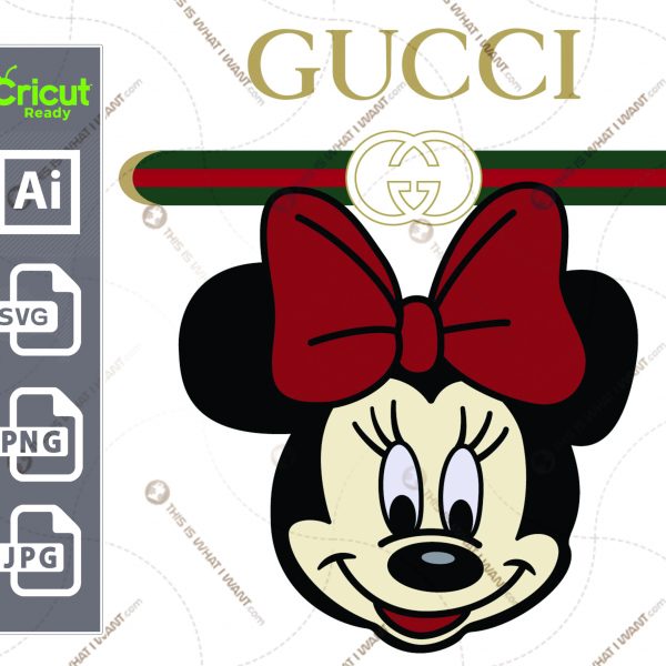 Gucci & Disney Inspired printable graphic Minnie Mouse + Vector art design hi quality