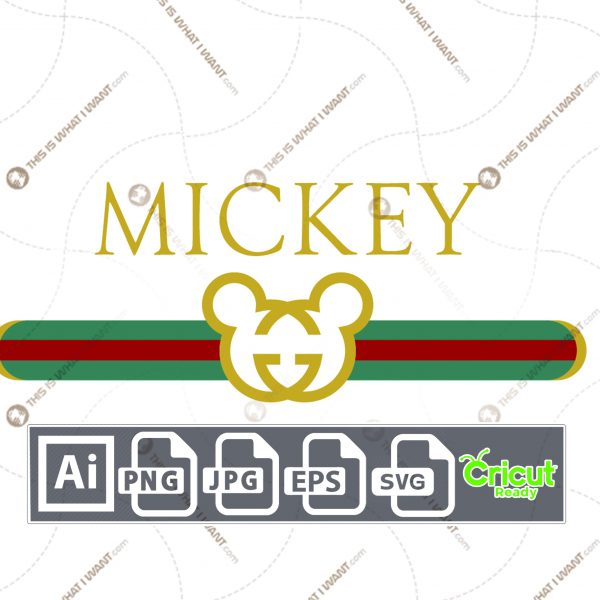 Gucci Inspired printable graphic art Mickey Mouse - vector art design hi quality - Ai, Eps, SVG, JPG, PNG