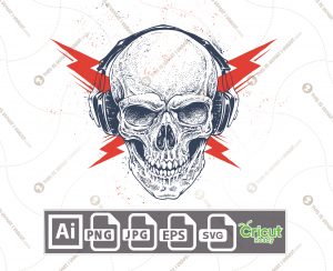 Electrified skull pattern for Halloween - vector art design hi quality- Ai, SVG, JPG, PNG