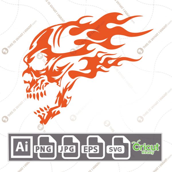 Skull on fire pattern for Halloween - vector art design hi quality- Ai, SVG, JPG, PNG