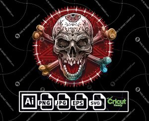 Skull design with bones pattern for Halloween - vector art design hi quality- Ai, SVG, JPG, PNG