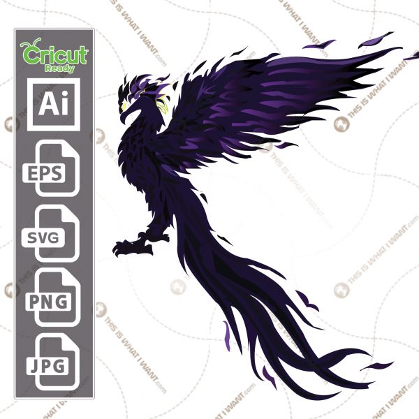 Maleficent Phoenix Burning Inspired Vector Art Design - Hi-Quality digital downloadable File bundle - Ai, SVG, JPG, Png, Eps - Cricut Ready