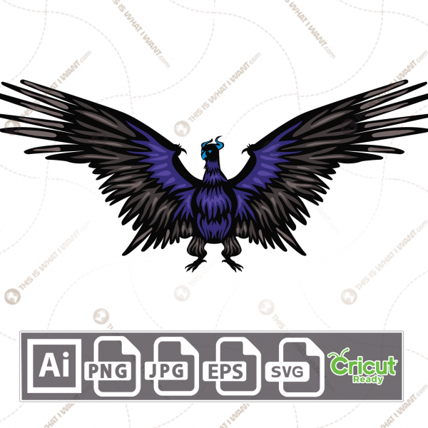 Maleficent Phoenix Flying Inspired Vector Art Design - Hi-Quality digital downloadable File bundle - Ai, SVG, JPG, Png, Eps - Cricut Ready