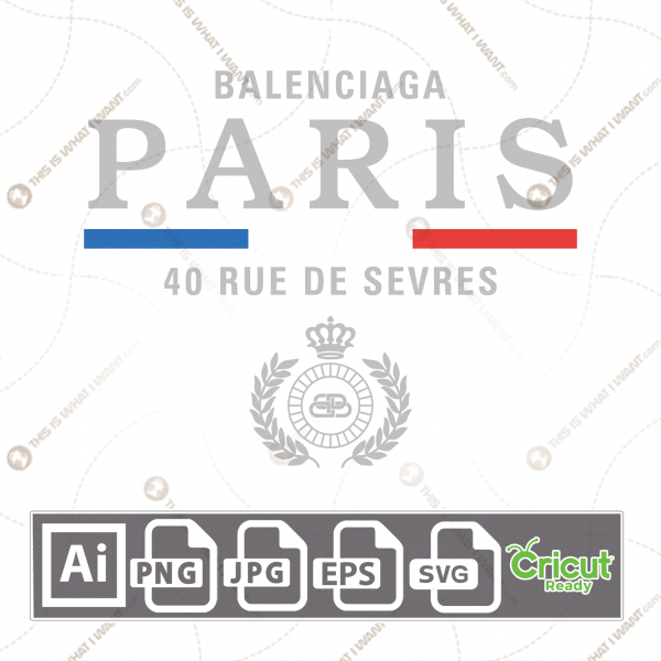 Balenciaga Paris 40 Rue de Sèvres Inspired Logo Vector Design - Print and Cut Hi-Quality Vector Files Bundle - Ai, Svg, JPG, PNG, Eps, Cricut Ready