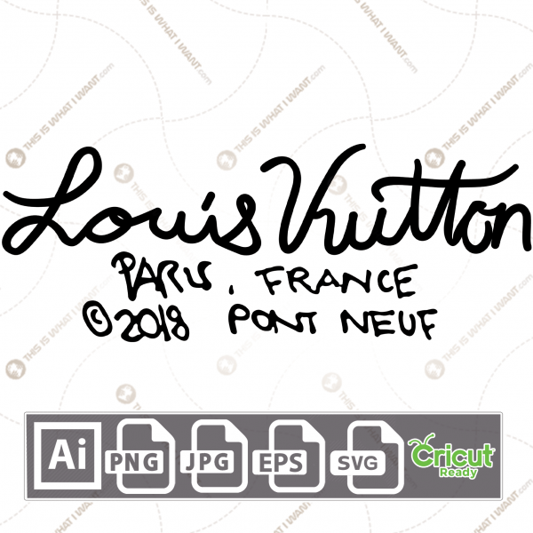Louis Vuitton in Cursive Writing Inspired Vector Design - Print and Cut Hi-Quality Vector Files Bundle - Ai, Svg, JPG, PNG, Eps, Cricut Ready