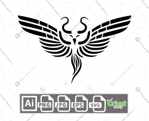 Maleficent Phoenix Flying Inspired Vector Art Design - Hi-Quality digital downloadable File bundle - Ai, SVG, JPG, Png, Eps - Cricut Ready