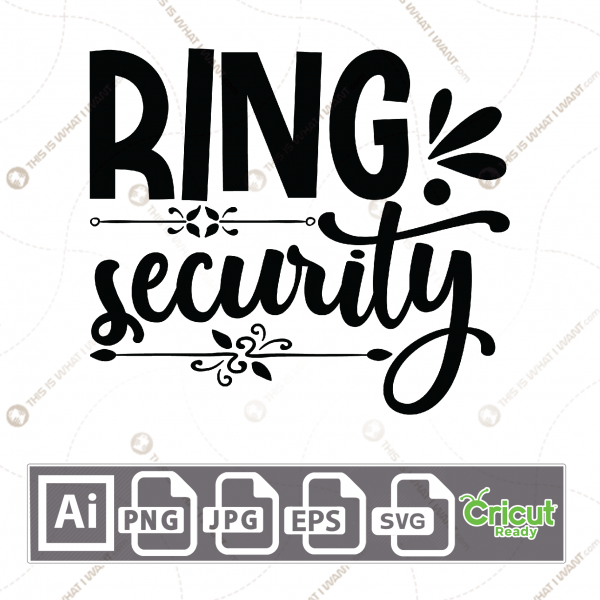 Ring Security Text with Artistic Design - Print n Cut Hi-Quality Vector Bundle - Ai, Svg, Jpg, Png, Eps - Cricut Ready