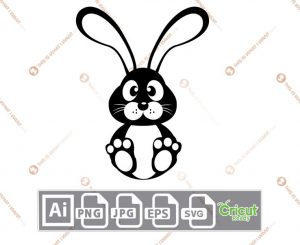 Easter Bunny with Long Ears - Print n Cut Hi-Quality Vector Bundle - Ai, Svg, Jpg, Png, Eps - Cricut Ready