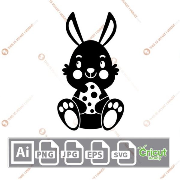Easter Bunny with Chubby Cheeks - Print n Cut Hi-Quality Vector Bundle - Ai, Svg, Jpg, Png, Eps - Cricut Ready