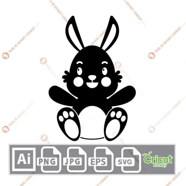 Round-Shaped Easter Bunny - Print n Cut Hi-Quality Vector Bundle - Ai, Svg, Jpg, Png, Eps - Cricut Ready