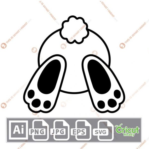 Easter Bunny Feet with Puffy Tail - Print n Cut Hi-Quality Vector Bundle - Ai, Svg, Jpg, Png, Eps - Cricut Ready