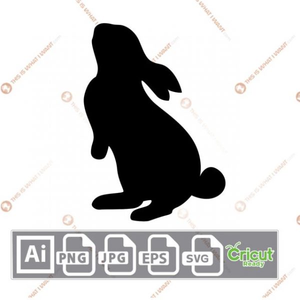 Shaded Easter Bunny in Slightly Standing Position - Print n Cut Hi-Quality Vector Bundle - Ai, Svg, Jpg, Png, Eps - Cricut Ready