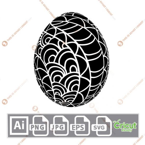 Easter Egg with Semi-Circles Design - Print n Cut Hi-Quality Vector Bundle - Ai, Svg, Jpg, Png, Eps - Cricut Ready