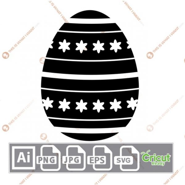Easter Egg with Stars & Lines Design - Print n Cut Hi-Quality Vector Bundle - Ai, Svg, Jpg, Png, Eps - Cricut Ready