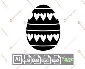 Easter Egg with Hearts & Lines Design - Print n Cut Hi-Quality Vector Bundle - Ai, Svg, Jpg, Png, Eps - Cricut Ready
