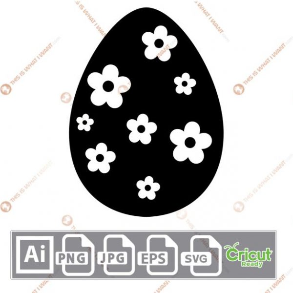 Floral Easter Egg Design - Print n Cut Hi-Quality Vector Bundle - Ai, Svg, Jpg, Png, Eps - Cricut Ready