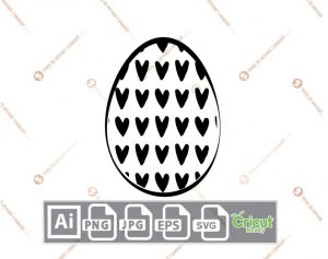 Easter Egg with Multi-Hearts Design - Print n Cut Hi-Quality Vector Bundle - Ai, Svg, Jpg, Png, Eps - Cricut Ready