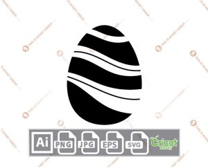 Easter Egg in Thick & Thin Lines Design - Print n Cut Hi-Quality Vector Bundle - Ai, Svg, Jpg, Png, Eps - Cricut Ready