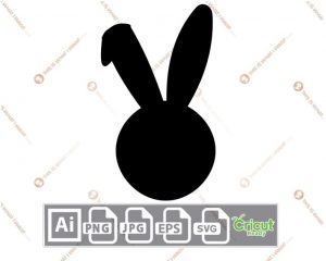 Shaded Bunny Ears with One Ear Slightly Down - Print n Cut Hi-Quality Vector Bundle - Ai, Svg, Jpg, Png, Eps - Cricut Ready