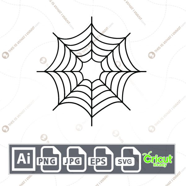Black Spider Web Design for Halloween - Print n Cut Hi-Quality Vector Bundle - Ai, Svg, Jpg, Png, Eps - Cricut Ready