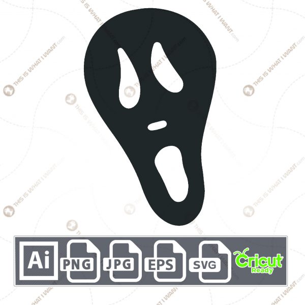 Long Skull Shaped that's Open-Mouth in Grey Color for Halloween - Print n Cut Hi-Quality Vector - Ai, Svg, Jpg, Png, Eps - Cricut Ready